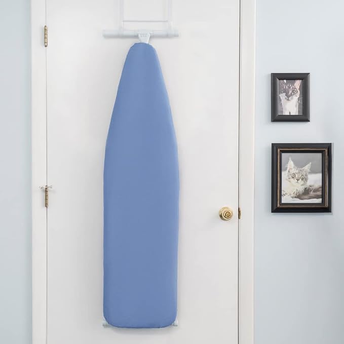 Full Size Ironing Board with Cover & Pad – Made in USA by Seymour Home Products Adjustable Steel T-Legs, 35" High Perforated Top for Steam Durable Iron Board for Home, Laundry Room (Dark Blue)