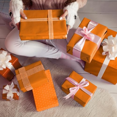 OHOME Orange Tissue Paper - 100 Sheets Fall Decorations for Home | Thanksgiving Decor for Gift Bags,Autumn Harvest Bulk Wrapping Paper for Friendsgiving Halloween Party Supplies