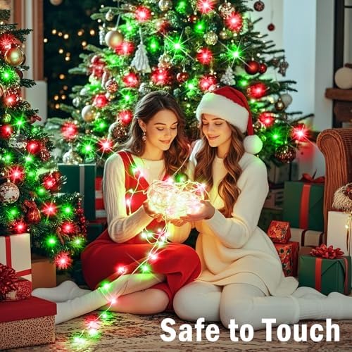 SAUIRS 197FT 500 LED Christmas Lights Outdoor String Lights with 8 Modes Timer Waterproof Fairy Light Plug in for Outside Indoor Party Xmas Palm Tree Yard Wedding Decoration(Red and Green)