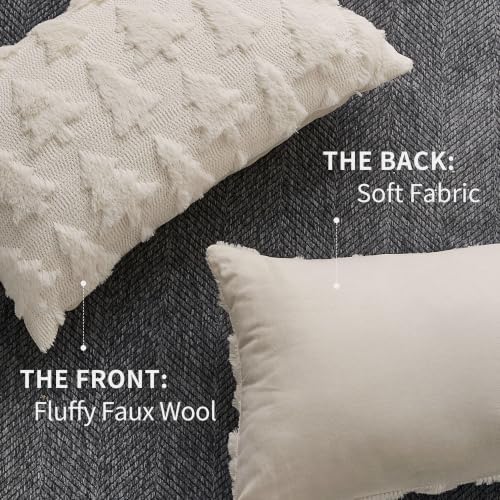 DFXSZ Christmas Tree Pillow Covers 12x20 Set of 2 Christmas Decor White