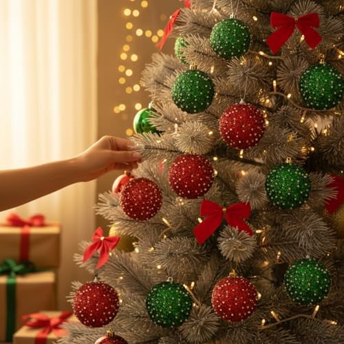Lyrow 24 Pcs 4" Christmas Ball, Red,Green