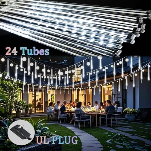 Outdoor Christmas Lights Snow Falling Rain Cascading Icicle String Lights