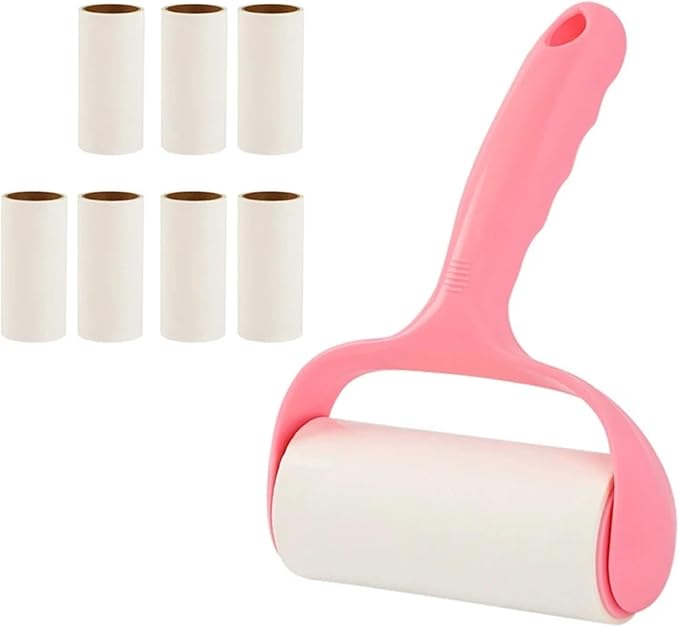Lint Roller with 8 Rolls Refills Sticky Paper Pet Hair Remover Kit Tearable Adhesive Glutinous Brush