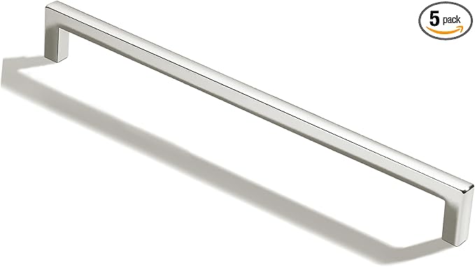 khtumeware 5 Pack 12 inch(305mm) Hole Center Polished Nickel Cabinet Pulls Solid Heavy-Duty Square Cabinet Handles Drawer Pulls Kitchen Cabinet Hardware Kitchen Handle