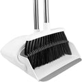 Broom with Dustpan Combo Set for Home, 52-in Long Adjustable Handle Angle Broom and Dustpan Set with Dustpan Comb Teeth for Sweeping Pet Hair Food Dirt Kitchen (White-Grey)