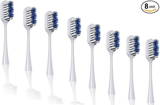 8-Pack Pop Sonic Replacement Toothbrush Heads - Compatiable w/Go Plus - Toothbrush Head w/Super Soft Dupont Tynex Nylon Bristles