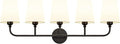 Bathroom Vanity Light, Matte Black Bathroom Light Fixtures, 5-Light Lighting Fixtures Over Mirror, Modern Wall Sconce with Flared White Fabric Shade, E26 Socket(ETL Listed)