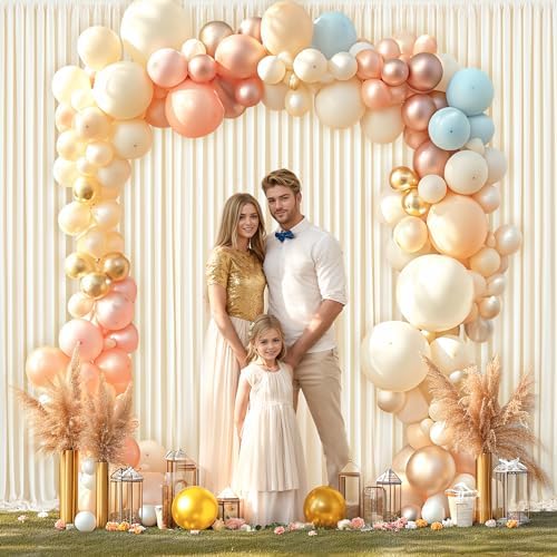 Champagne Backdrop Curtain for Parties Wedding Baby Shower Wrinkle Free Photo Curtains Backdrop Drapes Fabric Decoration for Bridal Shower 5ft x 7ft,2 Panels