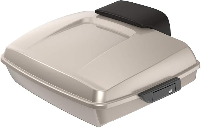 Advanblack Harley Tour Trunk Pack Silver Fortune Razor Tour Trunk Pack Black Latches with Backrest Pad Fits for Harley Touring Models Road King, Road Glide, Street Glide, Electra Glide, 2014-2024