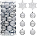 Valery Madelyn Christmas Tree Decorations Ornament Set, 50ct 2 Inches Silver Shatterproof Christmas Ball Ornaments Hanging Xmas Holiday Party Decor