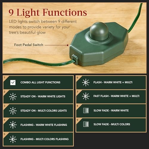 Best Choice Products 9ft Pre-Lit Artificial Frosted Slim Aspen Christmas Tree, Partially Flocked Holiday Décor w/ 2-in-1 White & Multicolor LED Lights