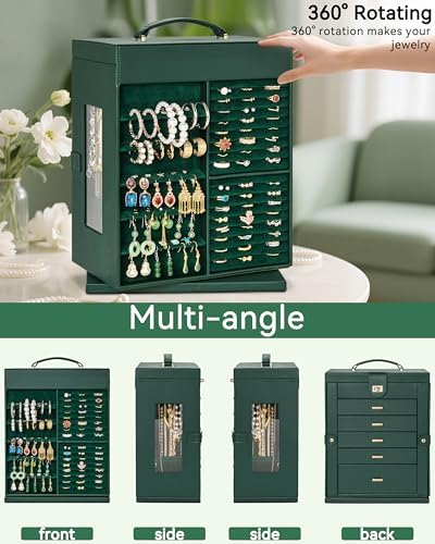 AKOZLIN 6-Tier Jewelry Box Organizer 5 Drawers Storage XXL Green