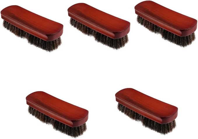 5pcs Portable Wooden Horsehair Shoe Cleaning Brush Small Scrubber for Shoes Boots Ergonomic Handle for Comfortable Grip for Polishing Maintenance