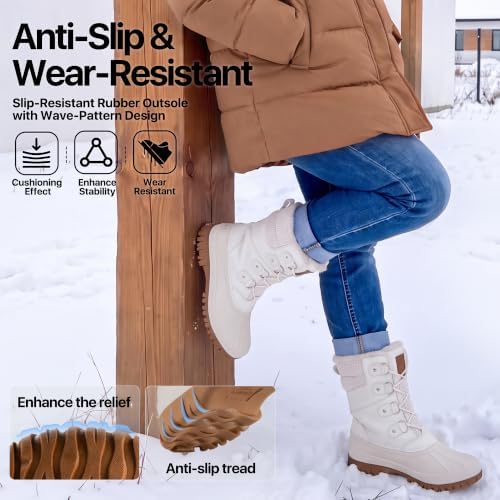 FREE SOLDIER Women's Waterproof Winter Cold Weather Snow Boots for Women Outdoor Fashion Duck Boots Comfortable Insulated