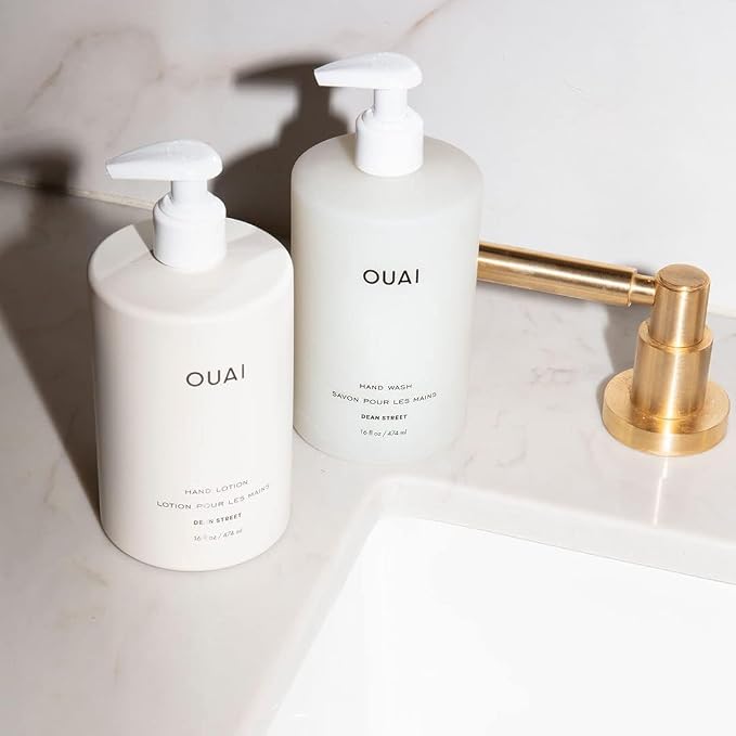 OUAI Hand Wash and Hand Lotion Set, Dean Street Scent - Moisturizes and Exfoliates with Daily Use - Made with Jojoba Esters, Avocado & Rosehip Oils (16 Fl Oz Each)