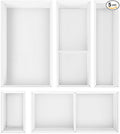 Bamboo Drawer Organizer,5 PCS White Bathroom Tray&Desk Organizers and Storage,Cabinet Divider With Removable Silverware Organization for Kitchen,Utensils,Junk,Office,Makeup