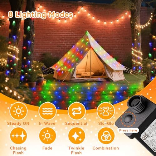 LitHome 14.8FT x 5FT Christmas Net Lights Outdoor Mesh Lights Connectable