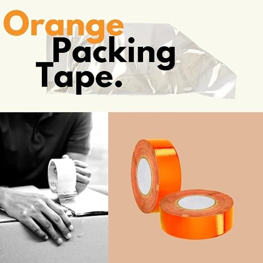 PSBM Orange Packing Tape, 12 Rolls, 2 Mil Thick, 1.88 Inch Wide, 110 Yards Per Roll, Total 1320 Yards, Colored Tape for Sealing Cartons, Packaging, Shipping & Moving