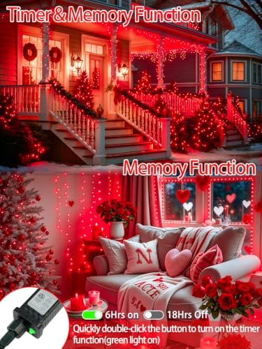 2 Pack 200 LED Christmas Lights 13 Modes Extendable Christmas Tree Lights
