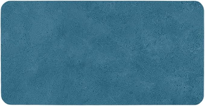 TYUU Bathroom Mat Quick Dry, Bathroom Rugs Non Slip Washable Thin Absorbent Bath Mat Fits Under Door Bathroom Floor Mat Perfect for Bath, Shower, or Sink 24"x48" Denim Blue