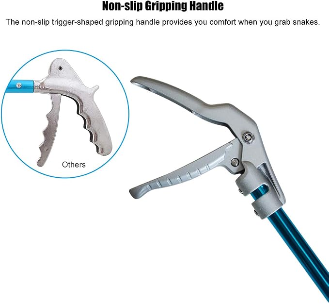 IC ICLOVER 52 Inch Professional Aluminum Alloy Snake Tongs, Standard Size | Wide Jaw & Lock Machanism & Comfort Grip Handle， Reptile Rescue Grabber Rattle Snake Control Catcher Removal Handling Tool