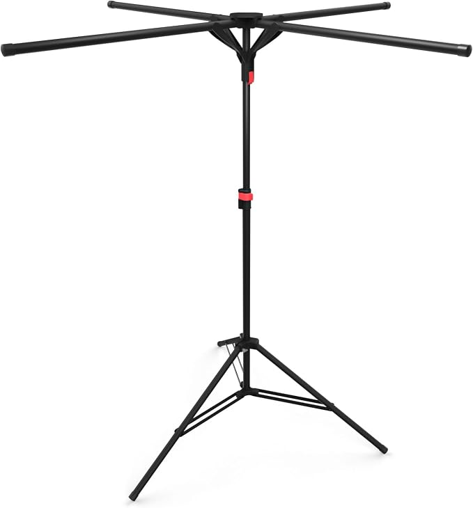 Clothes Drying Rack Foldable, Height Adjustable | Stable Tripod Base, Rust-Resistant, Quick Fold Button, Fits 90°/180°/270° Corners, Space Saving