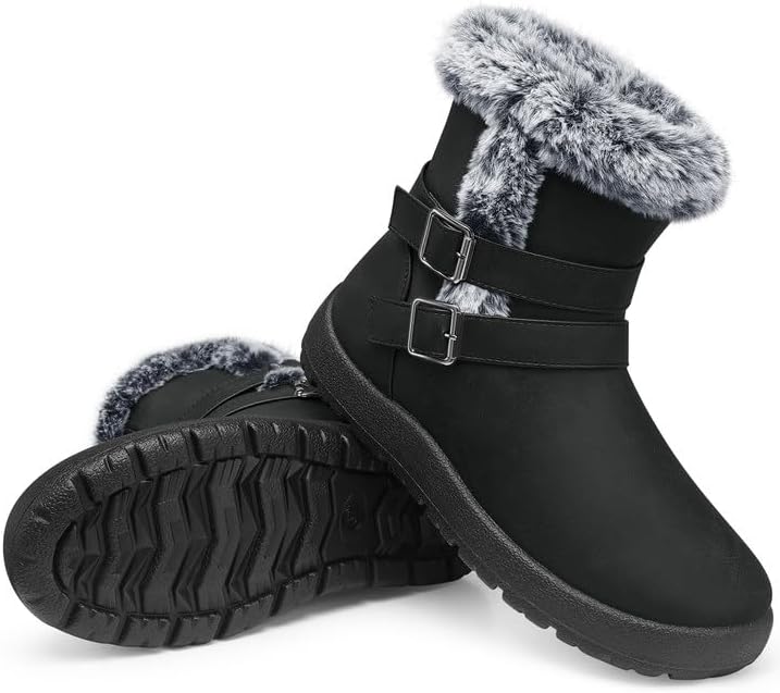 TEMOFON Women Snow Boots Waterproof: Fur Lined Warm Winter Ankle Booties