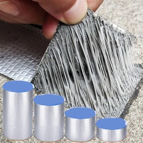 Waterproof Tape Butyl Tape Aluminum Foil Tape Butyl Tape Aluminum Foil Butyl Rubber Tape High Temperature Super Resistant god kvalitet Self Adhesive Wall Crack Roof Pipe Repair(5cm X 10 Meter)