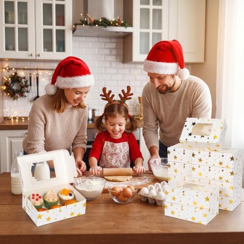 Tenceur 30 Pcs Christmas Cookie Box Window,8.8 x 5.8 x 2.8'',Starry