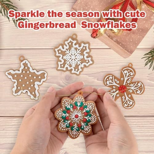 kockuu Christmas Gingerbread Snowflake Ornaments for Tree