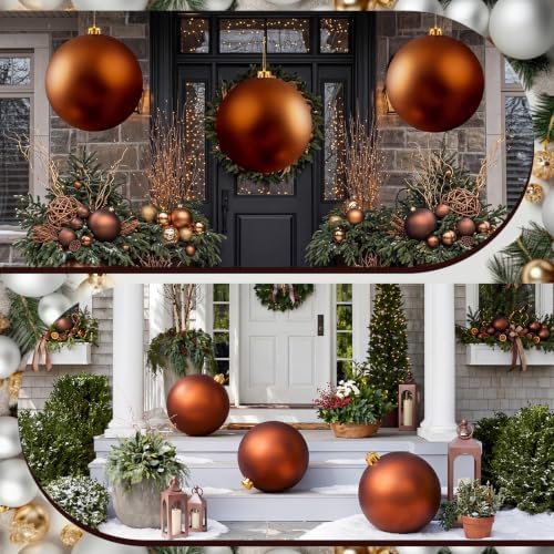 Threan 10 Inch Large Chocolate Brown Matte Christmas Ball Ornaments