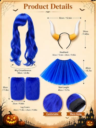 8 Pcs Lumberjack Blue Ox Costume Accessories Men Women Couple