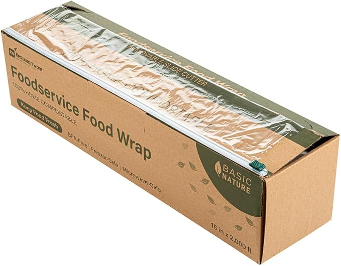 Restaurantware Basic Nature 18" x 2000' Food Wrap 1 Microwavable Cling Wrap - With Built-in Slide Cutter Freezable Clear Plastic Kitchen Food Wrap Durable For Restaurant Cafes And Delis