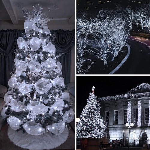 Solar String Lights Outdoor 2Pack 500LED 180FT Christmas Lights Cool White