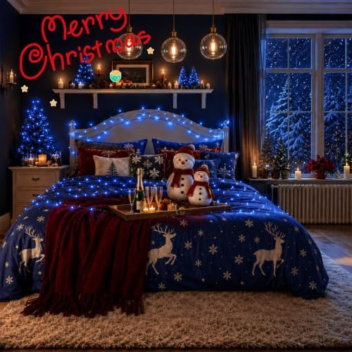 OZS Connectable 2-Pack 164Ft 400LED Christmas String Lights, Blue