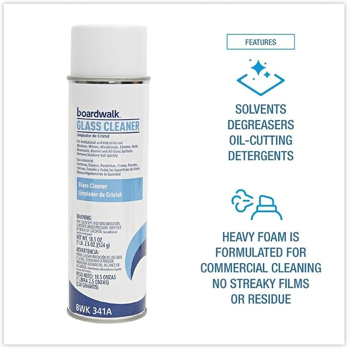 Boardwalk 341ACT Glass Cleaner, Sweet Scent, 18.5 oz. Aerosol Can (Case of 12)