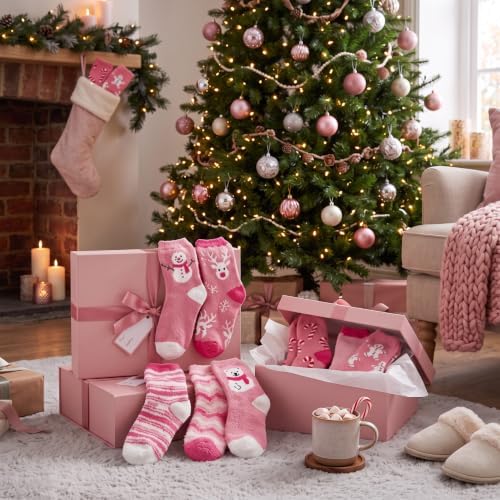 Hoolerry 30 Pairs Christmas Fuzzy Socks Bulk for Adult Gift