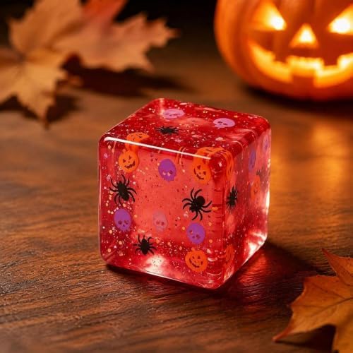 Halloween Ghost Bao Glitter-Squishy Halloween Squishy Cube, Glitter Ghost Toy, Glitter Pumpkin Squishy for desks, Backpacks(Red)