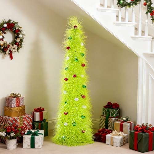 Christmas Tree 5FT Artificial Xmas Decor Pop Up with Decoration Fruit Green