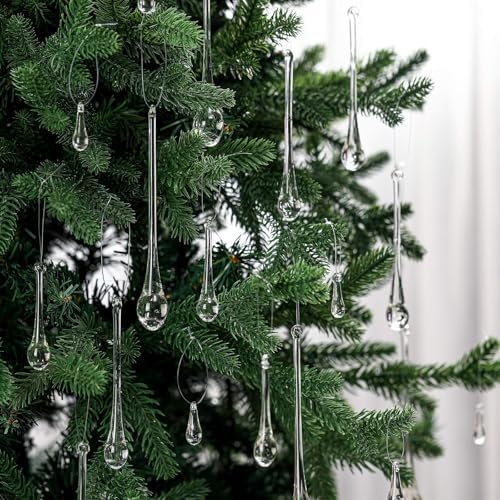 66 Pcs Crystal Glass Teardrop Christmas Ornaments, 4 Medium Size