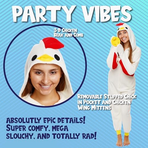 Funziez! Slim Fit Adult Onesie - Animal Costume - Plush Unisex Halloween One Piece Cosplay Suit for Women and Men