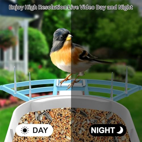 Fazoxo Bird Feeder with Camera,Birds House Camera,Solar Powered,SkyBlue