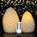 Wondise Pine Cone Flickering Flameless Candles with Remote and Timer