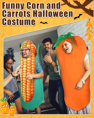 Shihanee 2 Pcs Halloween Corn Carrot Costume Adult Couple Cosplay Suit