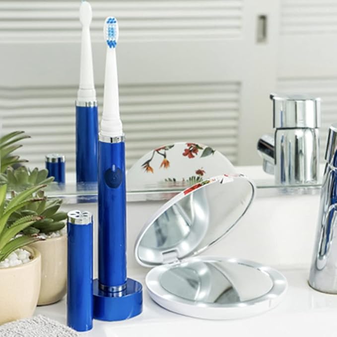 Pop Sonic Ultimate Pro Rechargeable Toothbrush (Navy) - 40,000 Strokes/Min, Dupont Nylon Bristles, Quadrant Pacer & Timer for Teens & Adults