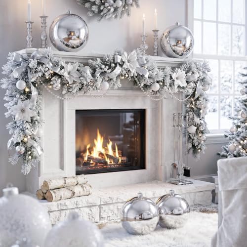 Threan 10 Inch Large Silver Shiny Christmas Ball Ornaments