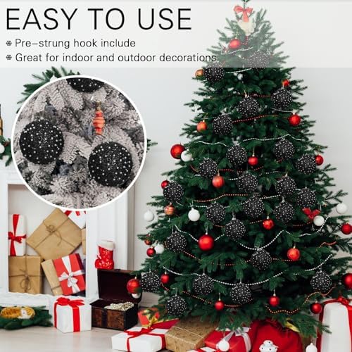 Lyrow 24 Pcs 4" Christmas Ball, Black