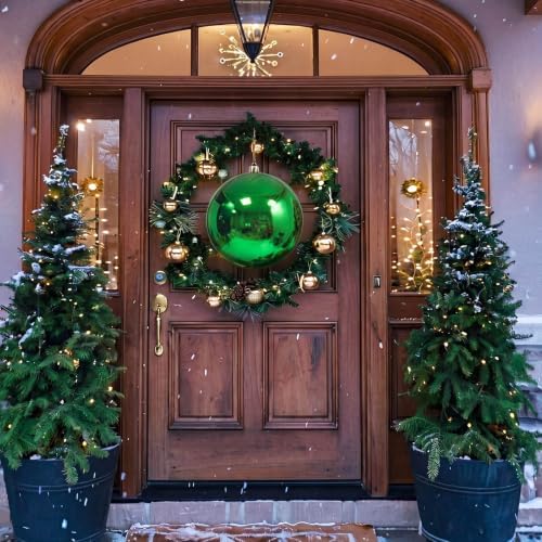 Threan 12 Inch Large Emerald Green Shiny Christmas Ball Ornaments
