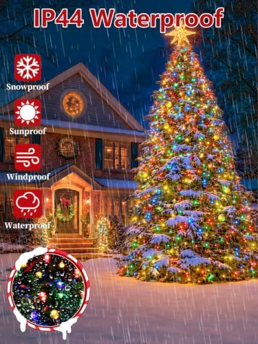 2 Pack 200 LED Christmas Lights 13 Modes Extendable Christmas Tree Lights