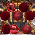 Liliful 8 Pcs 8 Inch Extra Large Christmas Ball Ornaments Decor, Burgundy